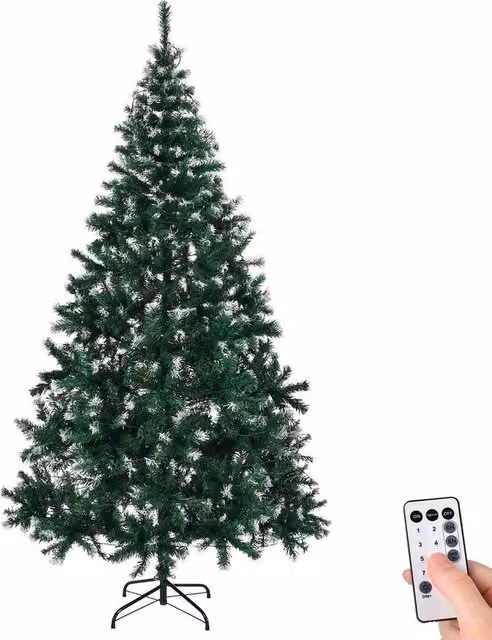 PAWNORA 7ft Green Bushy LED Christmas Tree with Warm White Lights