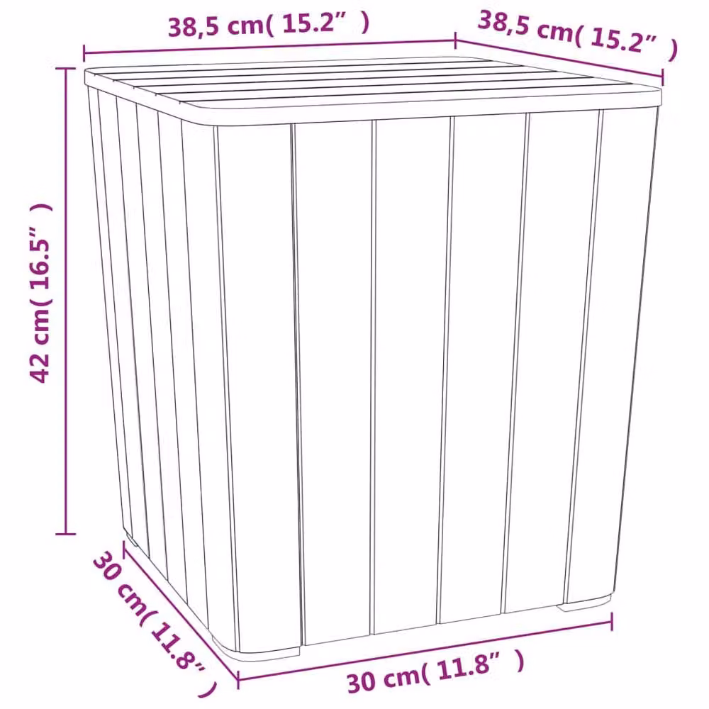 Berkfield Home Garden Table with Removable Lid in Matt Light Brown Polypropylene, W/D/H: 42.0 x 38.5 x 38.5 cm – 3