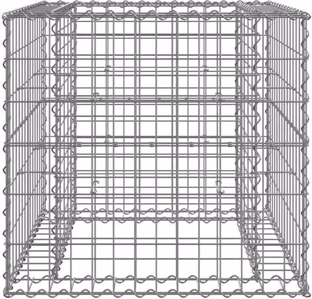 Berkfield Home Silver Galvanised Steel Decorative Gabion Planter Tub W/D/H: 70 x 70 x 65 cm