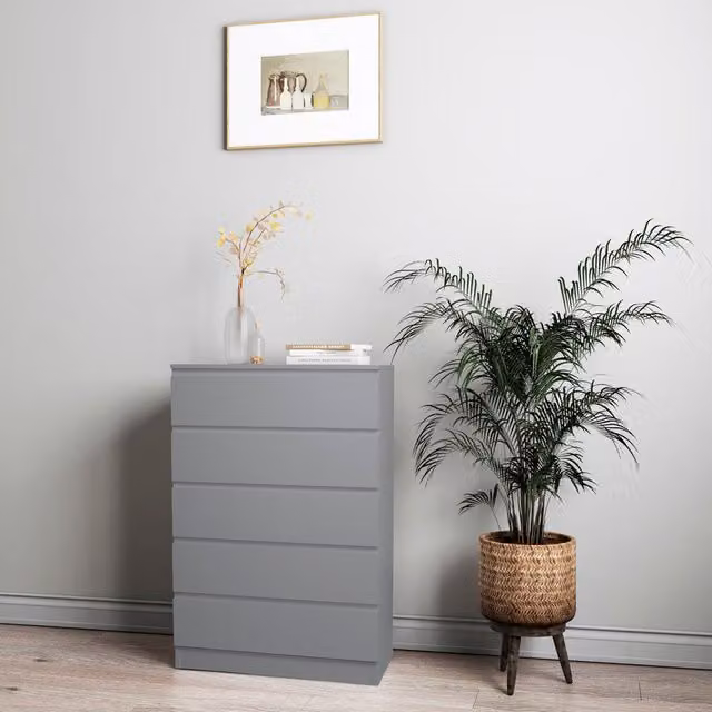 URBNLIVING Modern Grey Wooden Chest of Drawers