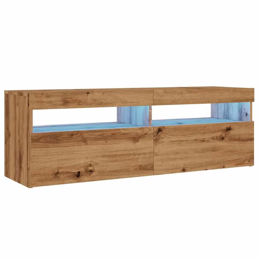 Berkfield Home Modern TV Cabinet with LED Lights in Artisan Oak Brown, W/D/H: 120 x 35 x 40 cm – 3