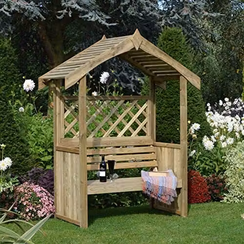 Rowlinsons Salisbury Wooden Arbour in Brown, W163 x D74 x H207.5 cm – 1
