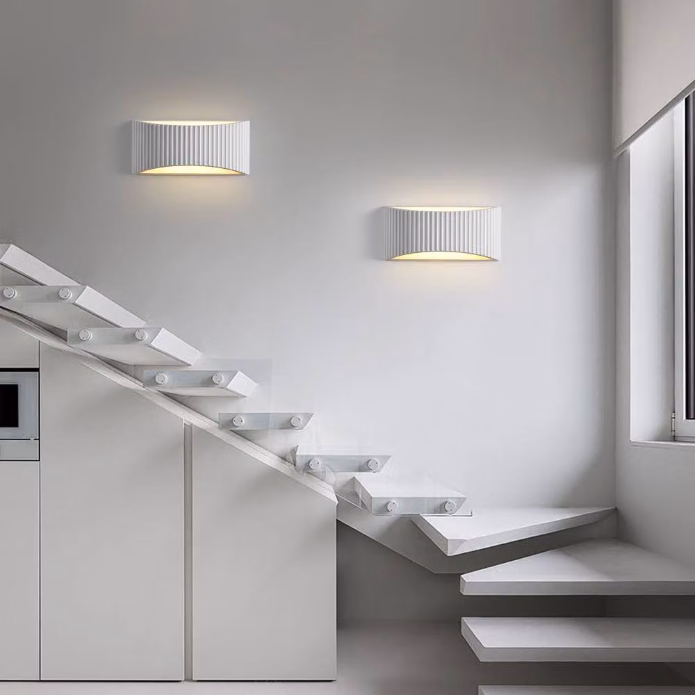 Harper Living Large Modern Ceramic Up and Down Wall Light with White Wave Pattern Shade and G9 Bulb Cap – 2
