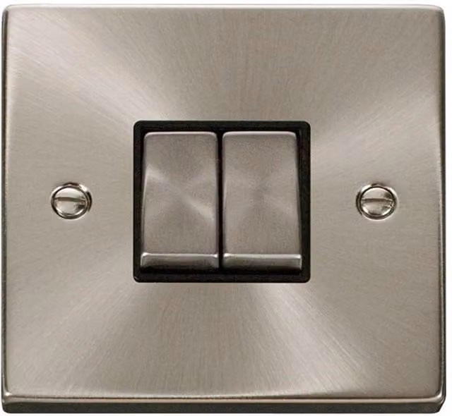 SE Home Ingot 10A 2 Gang 2 Way Flush Light Switch in Brushed Chrome and Metallic Silver