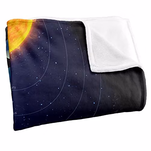Bcreative Reinders Solar System Silky Touch Super Soft Fleece Throw Blanket in White and Multicolour, W/D/H: 152 x 127 cm – 2
