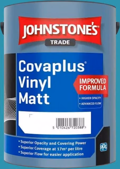 Johnstone's Covaplus Matt Dispersion Paint in Caribbean Tide Blue, 5 l
