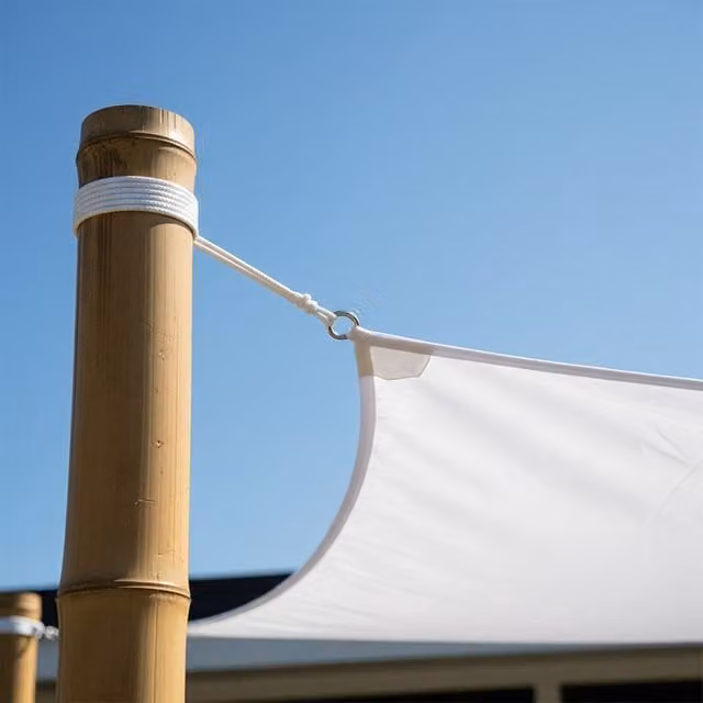 Primrose Beige Bamboo Shade Sail Pole with Ropes