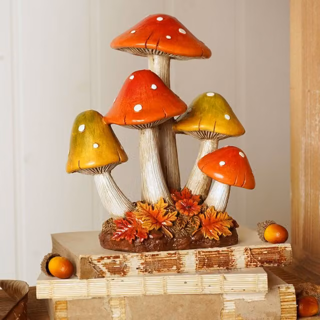 Country Living Autumn Harvest Mushroom Ceramic Tabletop Ornament, Multicolour, Height: 18.5 cm