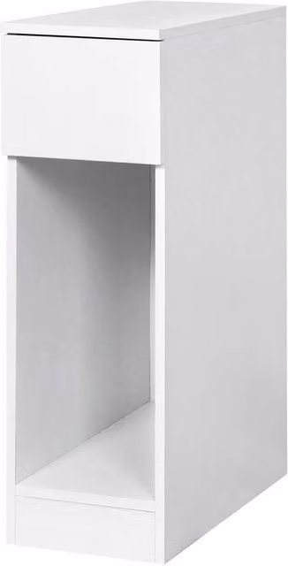 Kelvenix White Bedside Table Cabinet with Drawer and Open Shelf