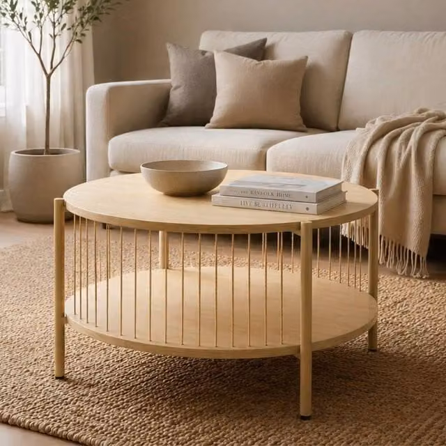 Home Source Tuxford Modern Wooden Coffee Table in Light Oak, W: 76 cm, D: 41 cm, H: 20 cm – 1