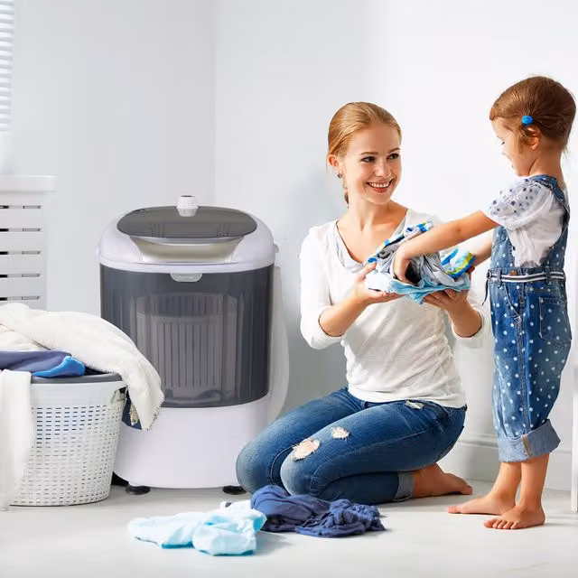 Costway 2 in 1 Mini Single Tub Semi-automatic Top Loader Washer and Spin Dryer in Grey