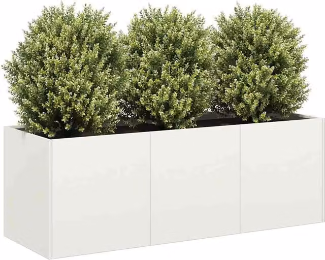 Berkfield Home White Rectangular Steel Planter, W/D/H: 120 x 40 x 40 cm – 1