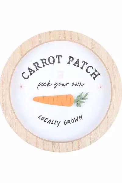 KDMD Carrot Patch Round 3D Wood Wall Plaque in White – 2