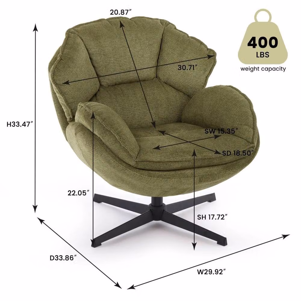 FORGEVIO Green Fabric Swivel Task Chair with Armrests – 2