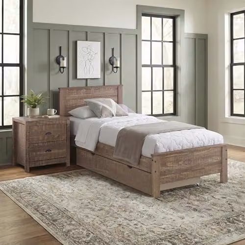 Amani Denver Two-Section Underbed Storage Drawer on Wheels in Brown Walnut Wood – 3