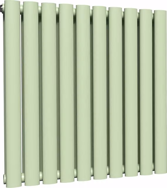 Lux Heat Oval Horizontal Coloured Steel Wall Mounted Radiator in Green, W: 60 cm, H: 54 cm