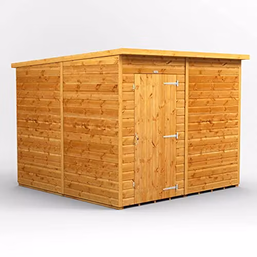 Powersheds Brown Pent Wooden Garden Shed with 12mm Extra Thick Timber and Security Features (Windowless) W/D/H: 260.4 x 251.6 x 240.4 cm – 1