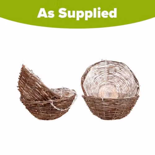 YouGarden Set of 4 Brown Rattan Hanging Baskets with Polythene Lining and Chains, Diameter: 40 cm – 2