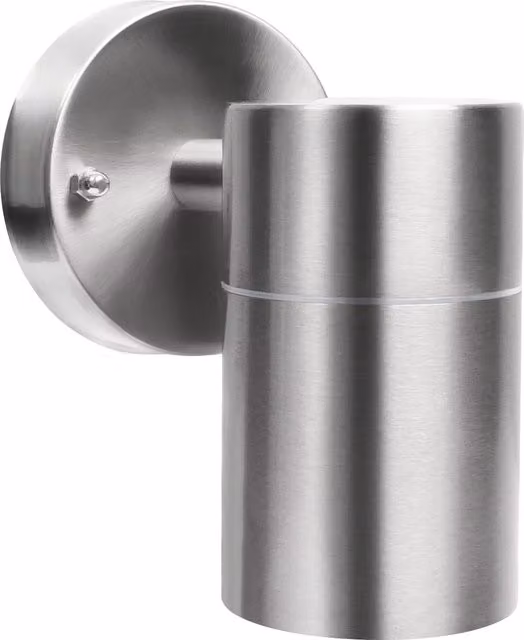 Extrastar Modern Silver Stainless Steel Outdoor Down Wall Light with 6W GU10 LED Bulb, IP44 Rated