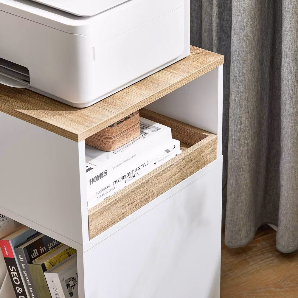 SoBuy Compact Office Storage Cabinet with Removable Drawer in White – 4