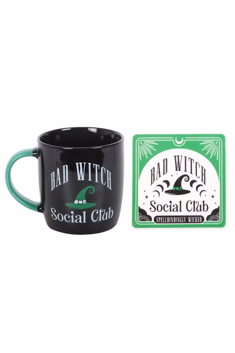 KDMD Bad Witch Social Club Ceramic Mug and Coaster Set in Black and Green – 2