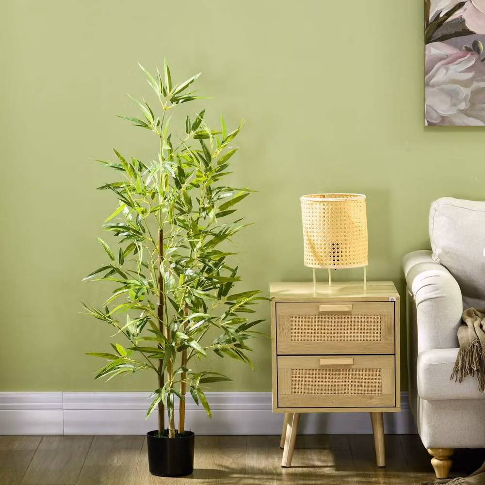 Wyld Haus Artificial Bamboo Tree in Green with Black Pot, Height: 120 cm – 6