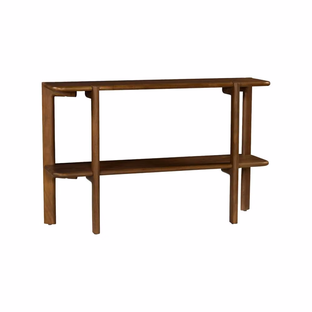 sweeek Exotic Acacia Wood Console Table with 1 Shelf in Dark Brown, W/D/H: 120 x 35 x 77 cm – 2