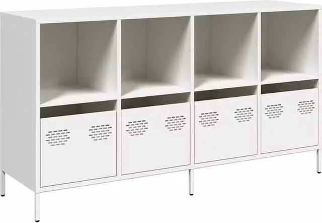 Berkfield Home White Matt Metal Sideboard W/D/H: 135 x 39 x 73.5 cm
