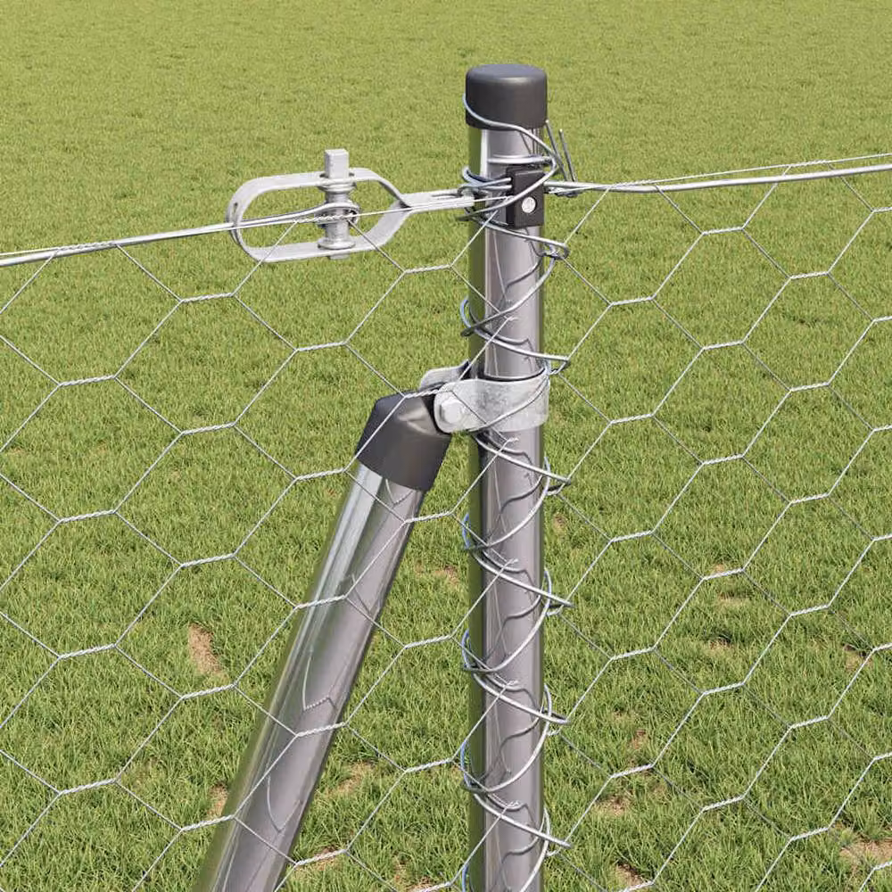 Berkfield Home Hexagon Fence in Silver Galvanised Steel, H: 120 cm x W: 10 m – 3