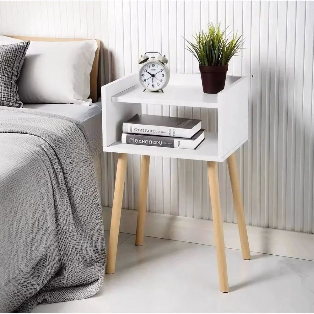 KORVIXA White Wooden Bedside Table for Bedroom and Childrens Room, W/D/H: 60 x 30 x 30 cm – 3