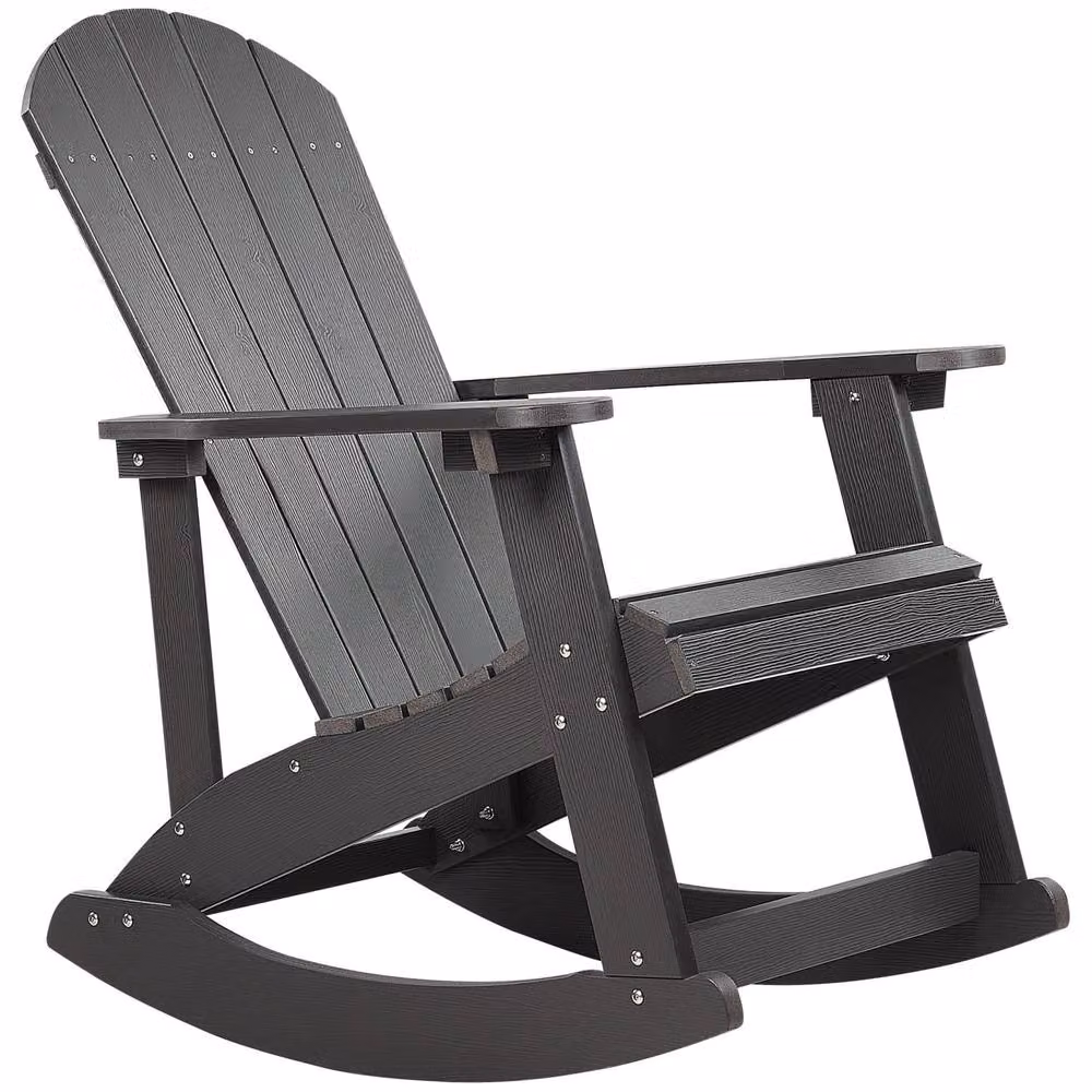 Wyld and Coco Everwood Garden Rocking Chair in Dark Grey with Plastic Wood Slats and Stainless Steel Frame – 2