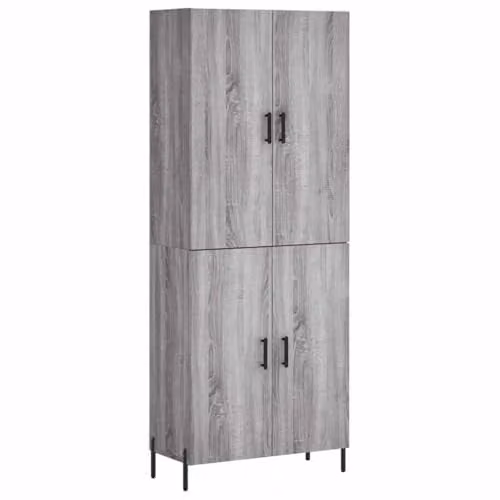vidaXL Modern Grey Sonoma Highboard with Hinged Doors, W/D/H: 69.5 x 34 x 180 cm – 1