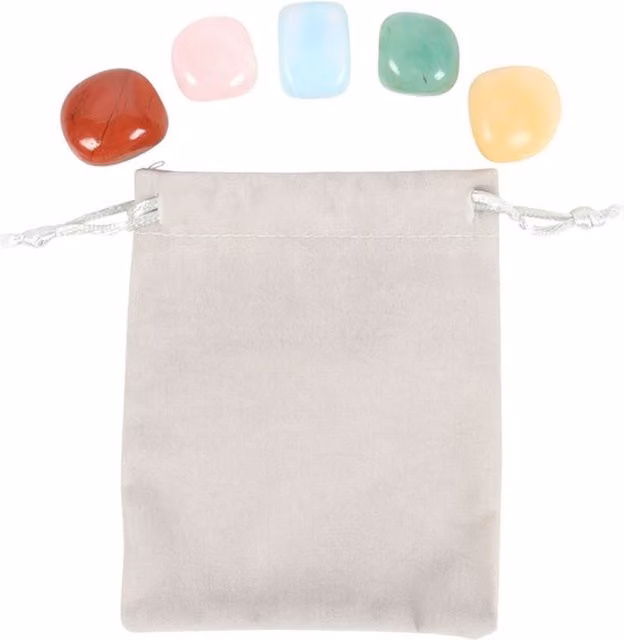 KDMK Organic Cancer Crystal Tumblestone Set for Love and Balance in Multicolour and Yellow