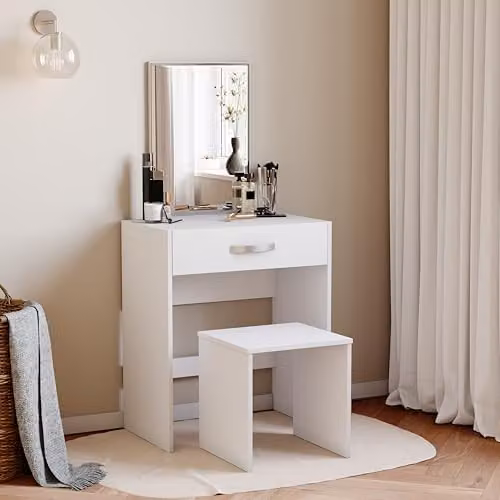 Vida Designs Isla Dressing Table and Stool Set in White – 1