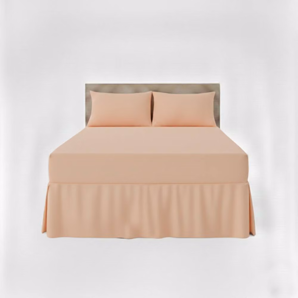 Snug City Peach Polycotton Fitted Valance Bed Sheet with Frill, Double, W/D/H: 140 x 200 cm – 2
