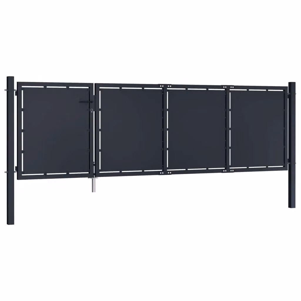Berkfield Home Anthracite Steel Swing Garden Gate W: 350 cm, H: 100 cm – 2
