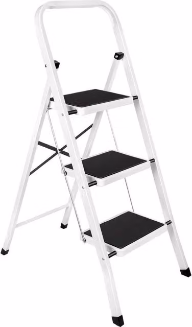 Futura 3 Step Heavy-Duty Steel Folding Step Ladder in White – 1