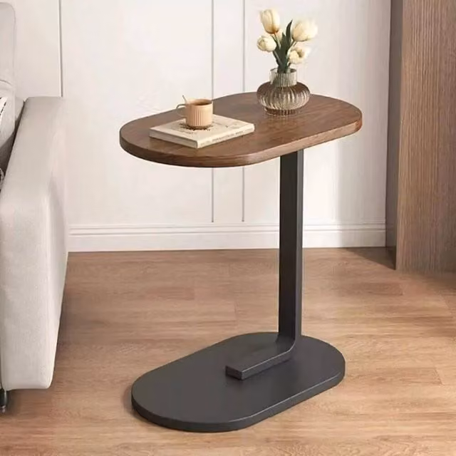 Havendro C-Shaped Wood Side Table in Brown for Living Room or Bedroom – 1