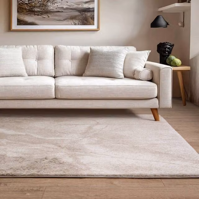 The Rug Shop UK Beige Abstract Modern Machine Woven Stain-Resistant Rug, W: 200 cm, D: 290 cm – 1