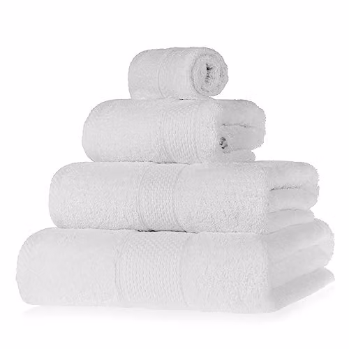 Homescapes White Turkish Cotton 4 Piece Towel Set, 500 GSM Heavyweight and Fluffy