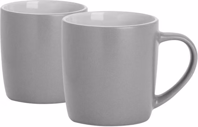 Argon Tableware Set of 2 Grey Ceramic Mugs, 350ml – 1