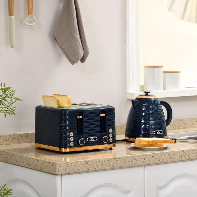 HOMCOM Kettle and Toaster Set in Blue