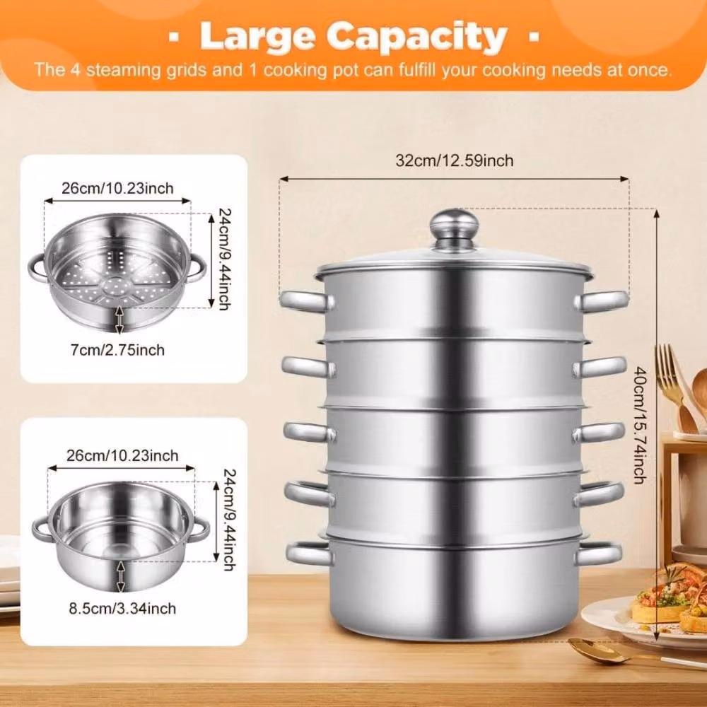Kelvenix Stainless Steel Induction Hob Multi Veg Cooker Pot Set in Silver – 4