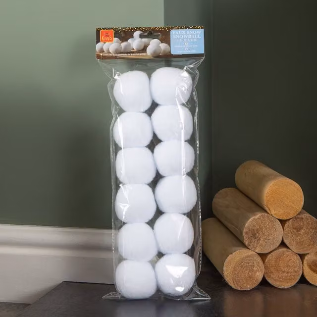 Samuel Alexander 12 Pack of White Fabric Christmas Faux Snowballs, 6 cm