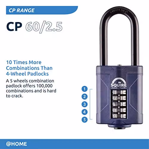 Squire Heavy Duty 5 Wheel Combination Padlock with Long Shackle in Blue – 2