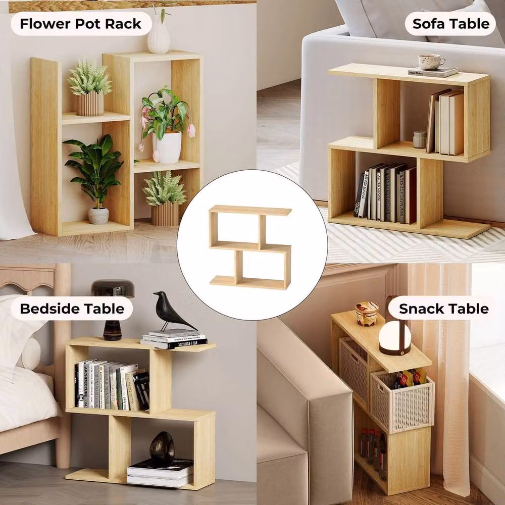 KORVIXA Slim Sofa Side Table in Beige Wood, W/D/H: 60 x 60 x 20 cm – 3