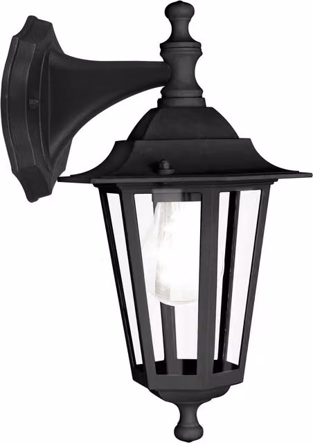 Loops Black Aluminium IP44 Outdoor Wall Lantern with Transparent Glass and E27 Bulb Compatibility – 2