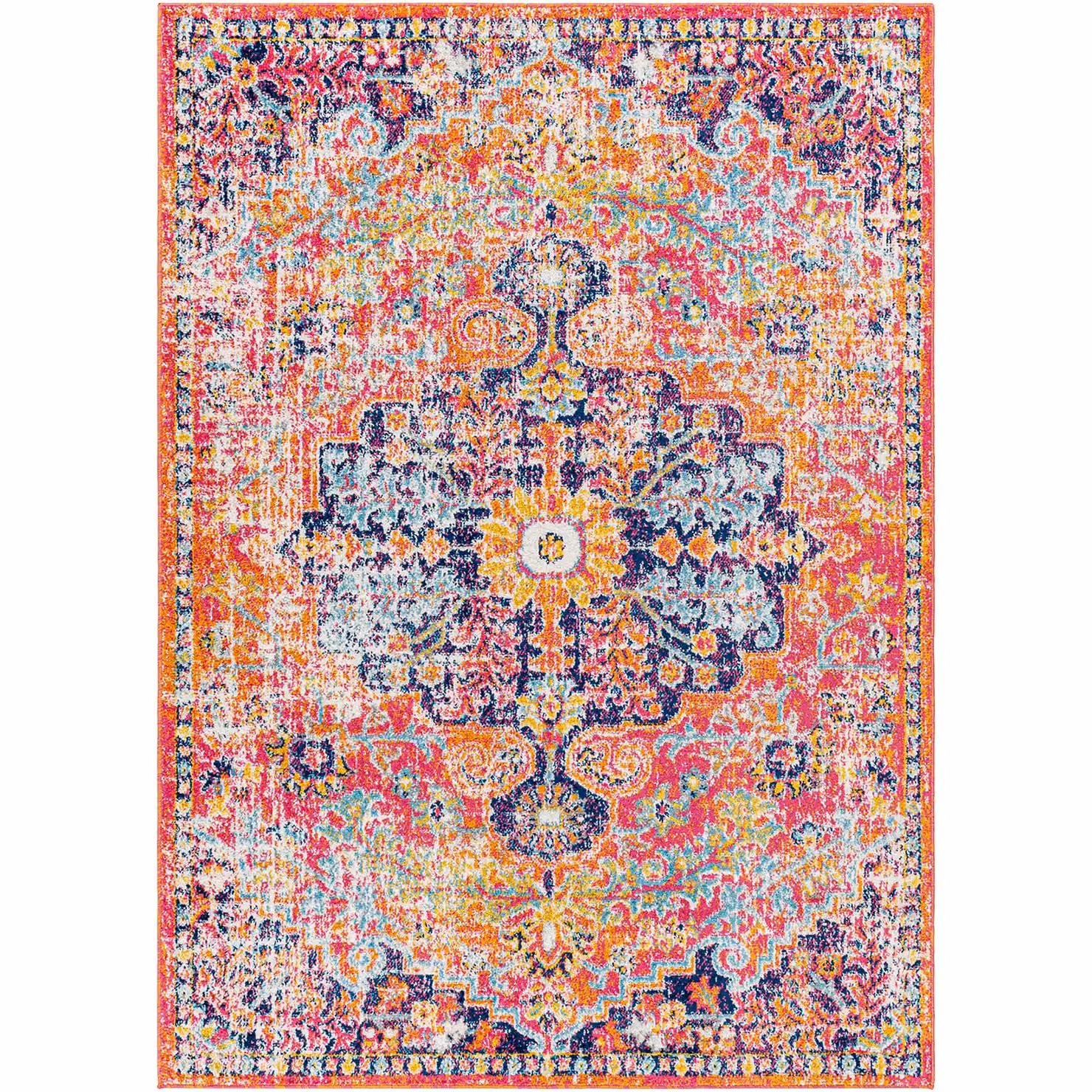 Livabliss Harput Vintage Boho Living Room Rug in Blue, Orange, Yellow and Grey, W: 60 cm, D: 90 cm – 2