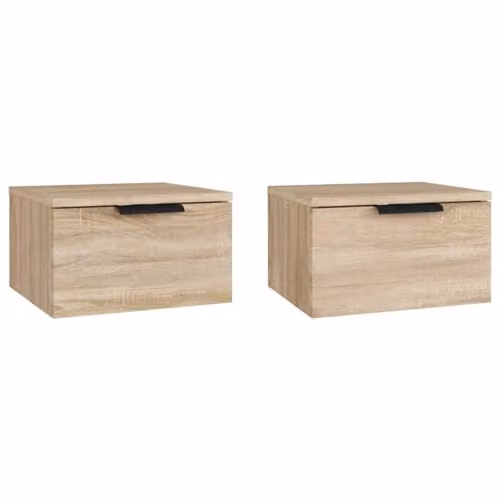 vidaXL Set of 2 Wall-mounted Bedside Cabinets in Sonoma Oak, W/D/H: 34 x 30 x 20 cm – 1