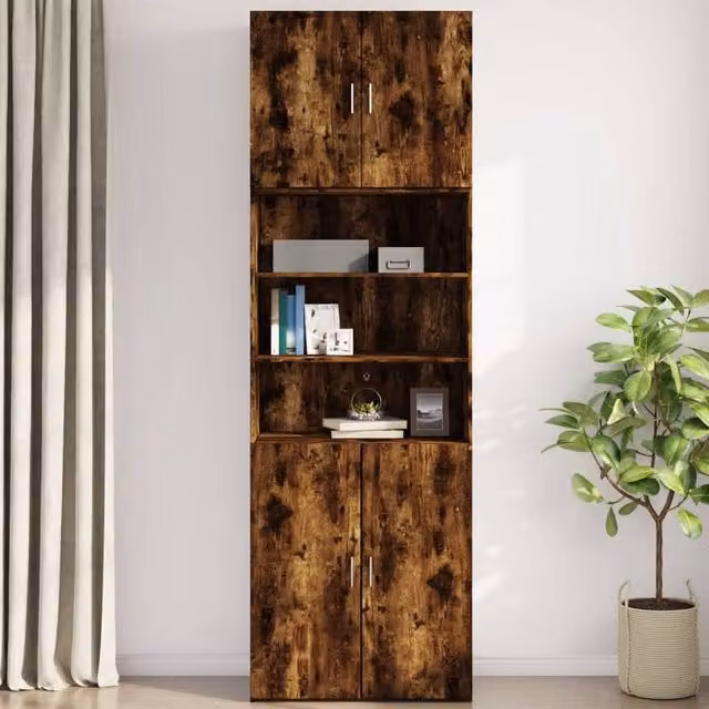 Berkfield Home Wall Mounted Cabinet in Smoked Oak Brown, W/D/H: 80 x 42.5 x 64 cm – 1